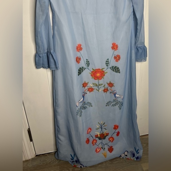 Oc Order Plus Blue Floral Maxi Tea Dress Size L NWT - Picture 7 of 10